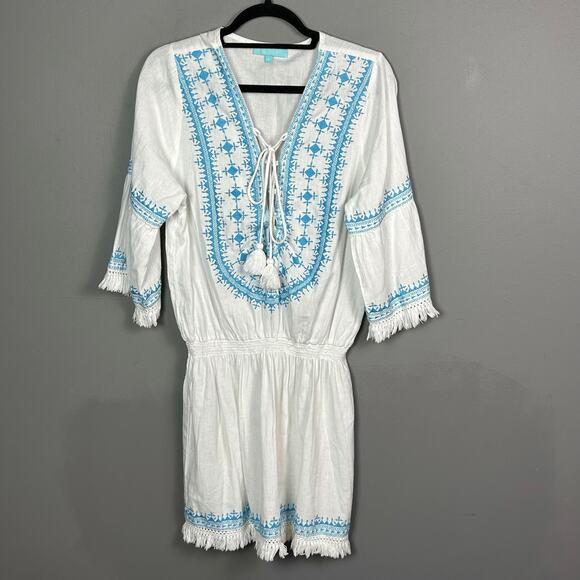 Melissa Odabash Dress Cover up Medium embroidered Tennis boho Martina white - Picture 14 of 14